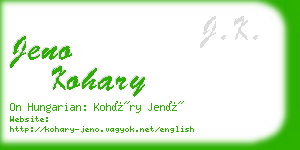 jeno kohary business card